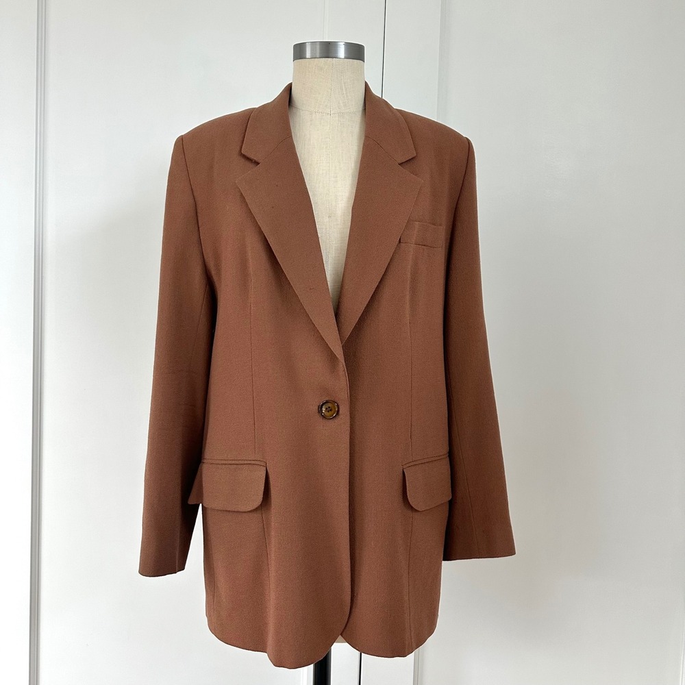 Tailored by Harlan‎ Vintage Women's Brown Blazer Rust 16 Large 90s